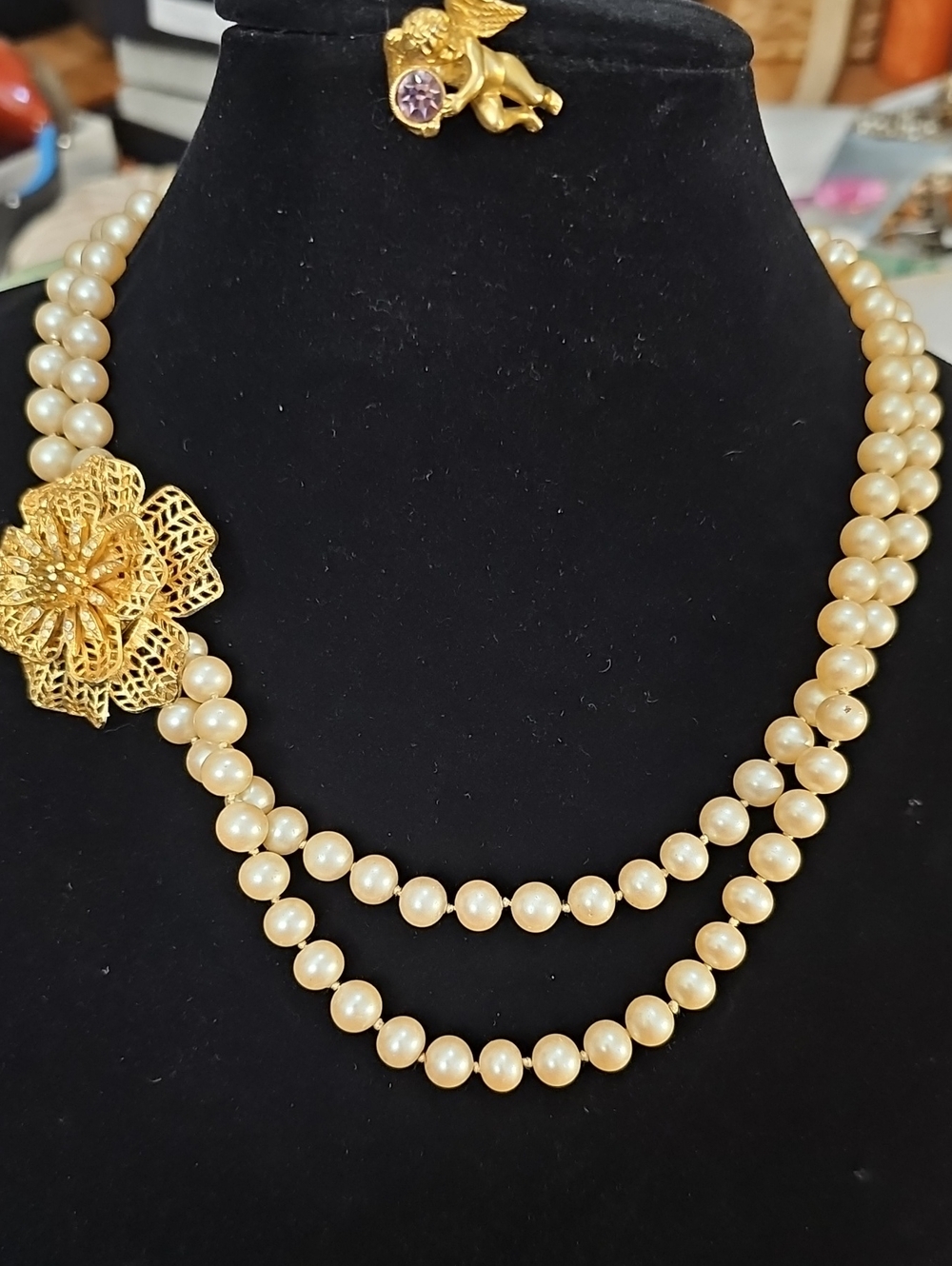 Vedome 2 Strand Faux Pearl Necklace
